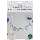 Blaue Zahl 21 Girlande mit Ballons
