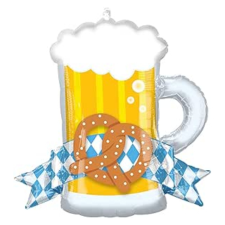 4198975 - Folienballon Bierfest, 66 x 63 cm, Bierkrug mit Brezel,