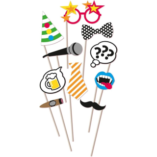 Fotorequisiten-Set Party Papier / Holz 10-teilig 26 x 15,9 cm