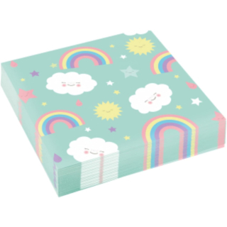 Servietten Rainbow & Cloud, 20 Stck, 33 x 33 cm, Regenbogen, Wolken, Partygeschirr