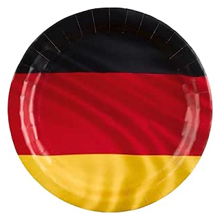 Pappteller Deutsche Flagge 23 cm Papier rot/schwarz/gelb 8 Stck