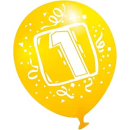 6 Latexballons Zahl 1, Durchmesser 22,8 cm, Luftballon,...