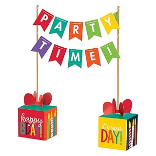 Dekoration Party Time 35,5 cm Papier/Holz, Mehrfarbig