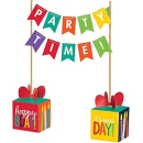 Dekoration Party Time 35,5 cm Papier/Holz, Mehrfarbig
