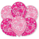 6 Latexballons Birthday Girl, Durchmesser 27,5 cm