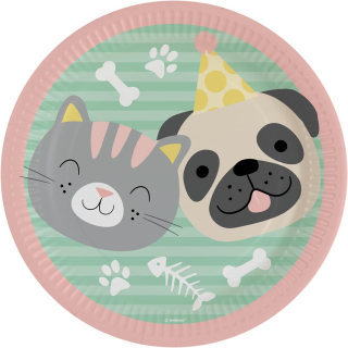 8er-Pack Geburtstagsparty-Teller ?Hello Pets?, rund, aus Papier, 23 cm