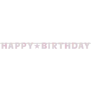 Girlande Happy Birthday 240 cm Folie Hellrosa
