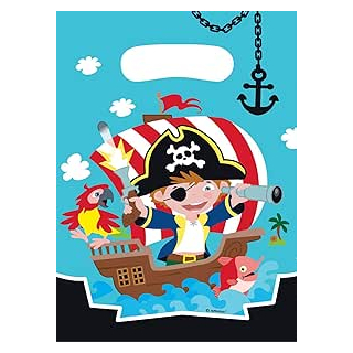 Partytüten Pirat, 8 Stck, 23,5 x 16,5 cm, Mitgebsel, Kindergeburtstag
