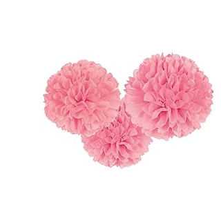 Light Pink Fluffy Tissue Paper Decorations 40.6cm /3