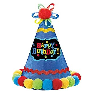 Partyhut Happy Birthday, Größe 20,9 cm, mit Gummiband und Gewebe, Geburtstag, Papierhut, Hut, Accessoire, Kopfbedeckung