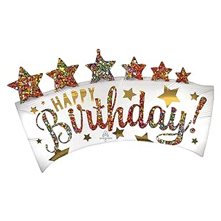 SuperShape Folienballon Happy Birthday, Glitter-Banner
