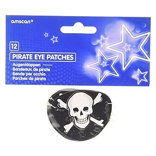 Amscan INT39258 - Augenklappen Pirat, 12 Stück, 6,5 x 5 cm, Papier, Accessoire, Piraten Party