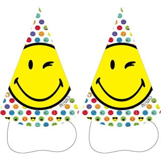 partyhüte SmileyWorld junior 16 cm Karton 8 Stück