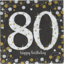 723579 - Servietten 80. Geburtstag, 16 Stück, 33 x...