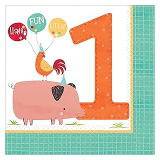 Barnyard Birthday Servietten zum 1. Geburtstag, 33 cm