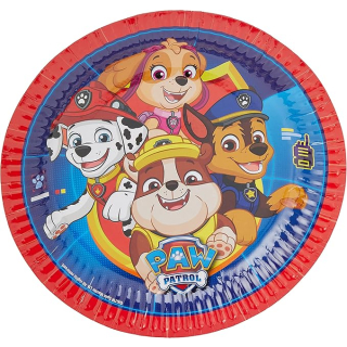 Teller Paw Patrol, 8 Stück, Durchmesser 22,8 cm, Pappteller, Kindergeburtstag