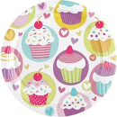 997209 - 8 Teller Cupcake Papier rund 22,8 cm, Geschirr