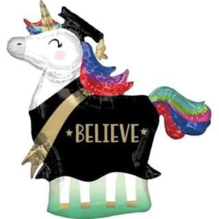 Anagram 39405 33" Grad Unicorn Foil Balloon Folienballon, Aluminium, Mehrfarbig