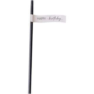 Papierstrohhalme, Happy Birthday, schwarz, hautfarben