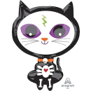 Folienballon Skelly Kitty, schwarze Katze, Skelett