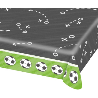 Papiertischdecke Fußball, 1 Stück, Größe 115 x 175 cm, wasserabweisend, 3-lagig,