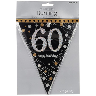 9900570 - Adult Gold Celebration 60th Plastic Pennant Bunting