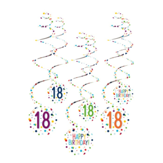 9909829 - Spiralgirlanden 18 Confetti Birthday 61 cm Papier 6 Stück