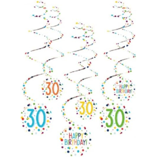 9909831 - Spiralgirlanden 30 Confetti Birthday 61 cm Papier 6 Stück