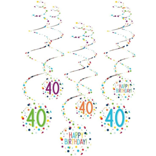 Spiralgirlanden 40 Confetti Birthday 61 cm Papier 6 Stück