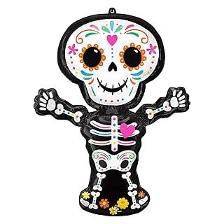 4316575 -  holografischer Day of The Dead Skelett Folienballon P35 verpackt 66 cm x 86 cm, Multi