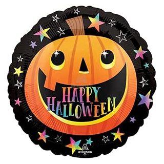 Luftballon aus Aluminium, Kürbis, Smiley Halloween, 45 cm