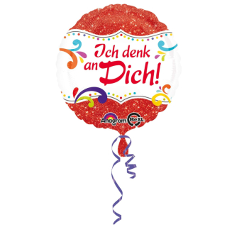 Folienballon Ich Denk an Dich, Mehrfarbig 43 cm
