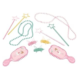 Partygeschenke-Set Tänzerin, 24 Teile, 6 Haarbürsten, 6 Haarspangen, 6 Perlenketten, 6 Zauberstäbe, Mitgebsel