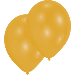 Amscan 9904909 - Latexballons Metallic, 10 Stück, ca. 28 cm, Gelb, Luftballon