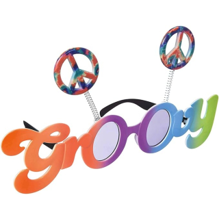 Brille Groovy 60´s, Spaßbrille, Mottoparty, Karneval, Accessoire, Scherzbrille, Hippie
