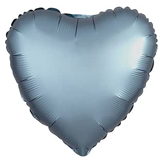 Standard Folienballon Satin Luxe Steel Blue, Herz, Durchmesser 43 cm, Luftballon, Hochzeit, Heliumballon