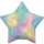Standard Folienballon Holographic, Stern, Pastel Rainbow, circa 43 cm,