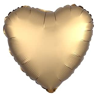 Standard Folienballon Satin Luxe Gold Sateen, Herz, Durchmesser 43 cm, Luftballon, Hochzeit, Heliumballon