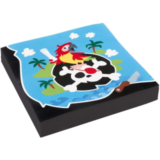 Servietten Pirat, 20 Stück, 33 x 33 cm, Partygeschirr, Kindergeburtstag, Motiv