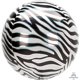 Sphärischer Orbz Folienluftballon Zebra