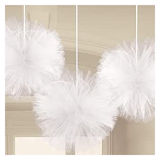 Adult 3 Pack White Fluffy Tulle Decorations