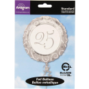 Folienballon 25. Hochzeitstag, Silber, Weiß