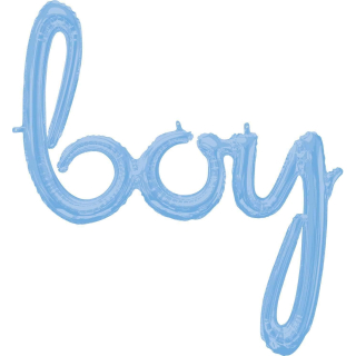 Folienballon Wort boy, Größe 73 x 81 cm, für Helium und Luft, Junge, Baby-Party, Geburt