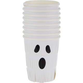 Ginger Ray Papierbecher Halloween Ghost Fransen 8 Stück FN-147 weiß
