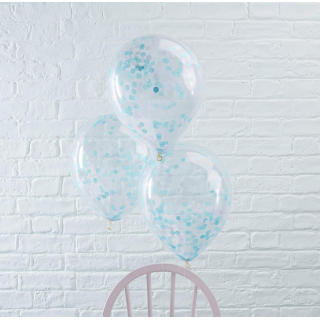 Ginger Ray Blaue Papier-Konfetti-Luftballons für Geburtstagsparty, Dekoration, 5 Stück