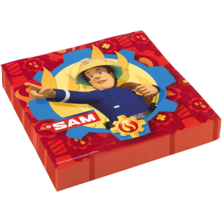 9902177 - Servietten Feuerwehrmann Sam, 20 Stück, 33 x 33 cm, Partygeschirr, Kindergeburtstag