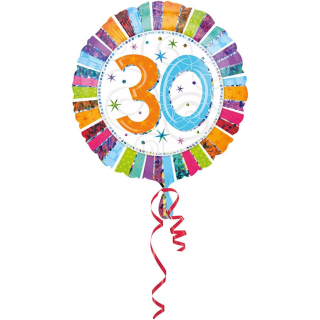1606901 - Folienballon Radiant Birthday 30, Durchmesser circa 43 cm, Volumen 13 Liter, Heliumballon