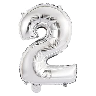 folienballon Nummer 2 35 cm Silber