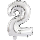 folienballon Nummer 2 35 cm Silber
