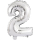 folienballon Nummer 2 35 cm Silber
